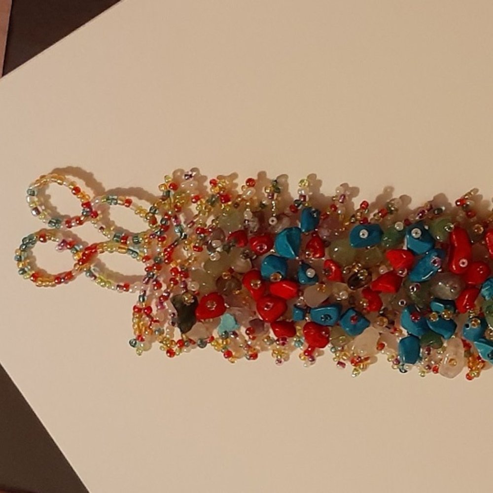 Multi Stone Adjustable Bracelet Multiple Gemstone… - image 1